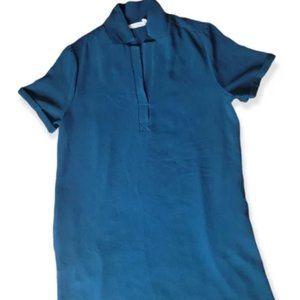 Lush Crepe V-neck Shift Dress Size Large Turquoise Blue